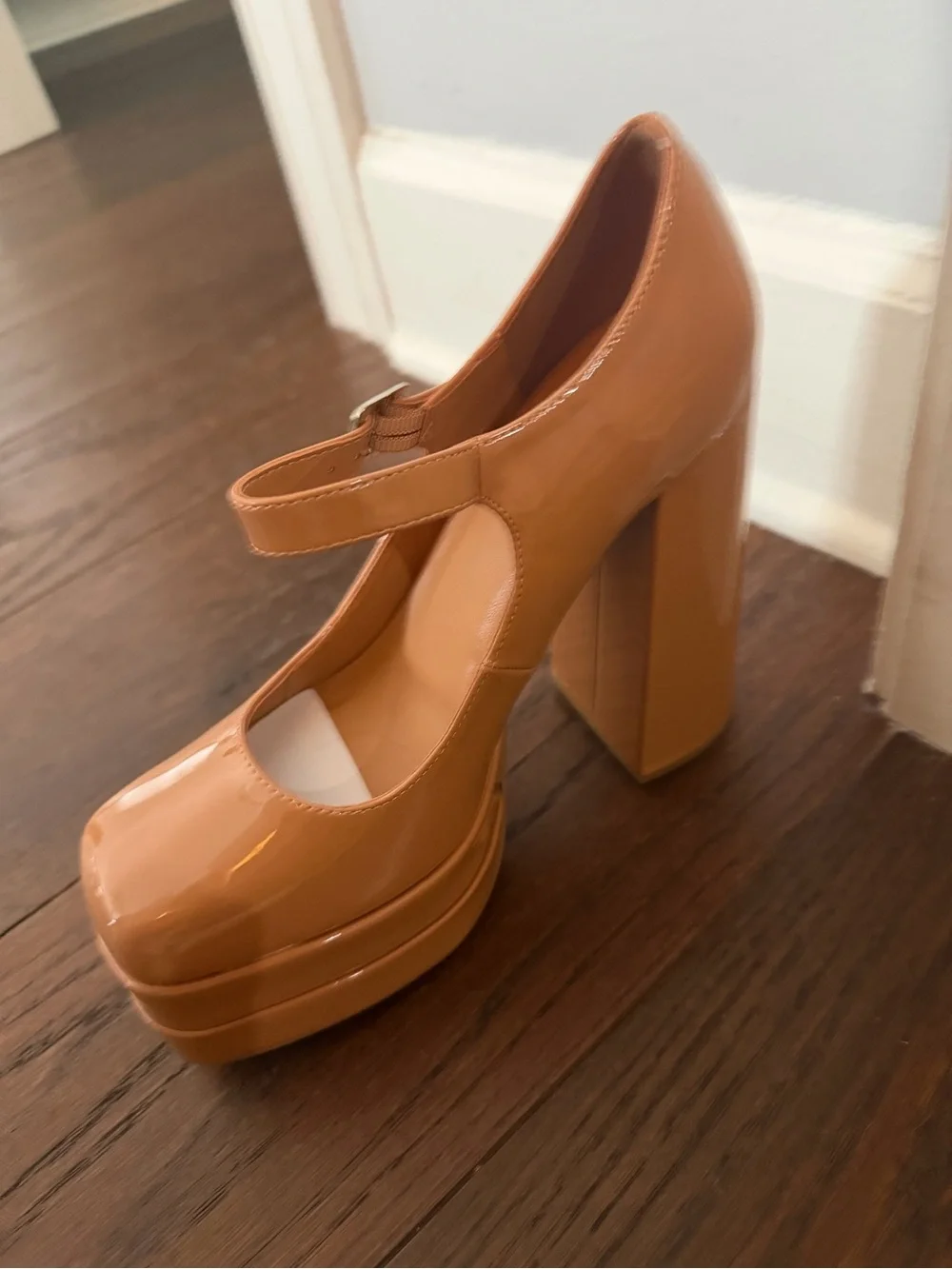 Nude/LT BROWN Patent Mary Jane Platform Pump - Women